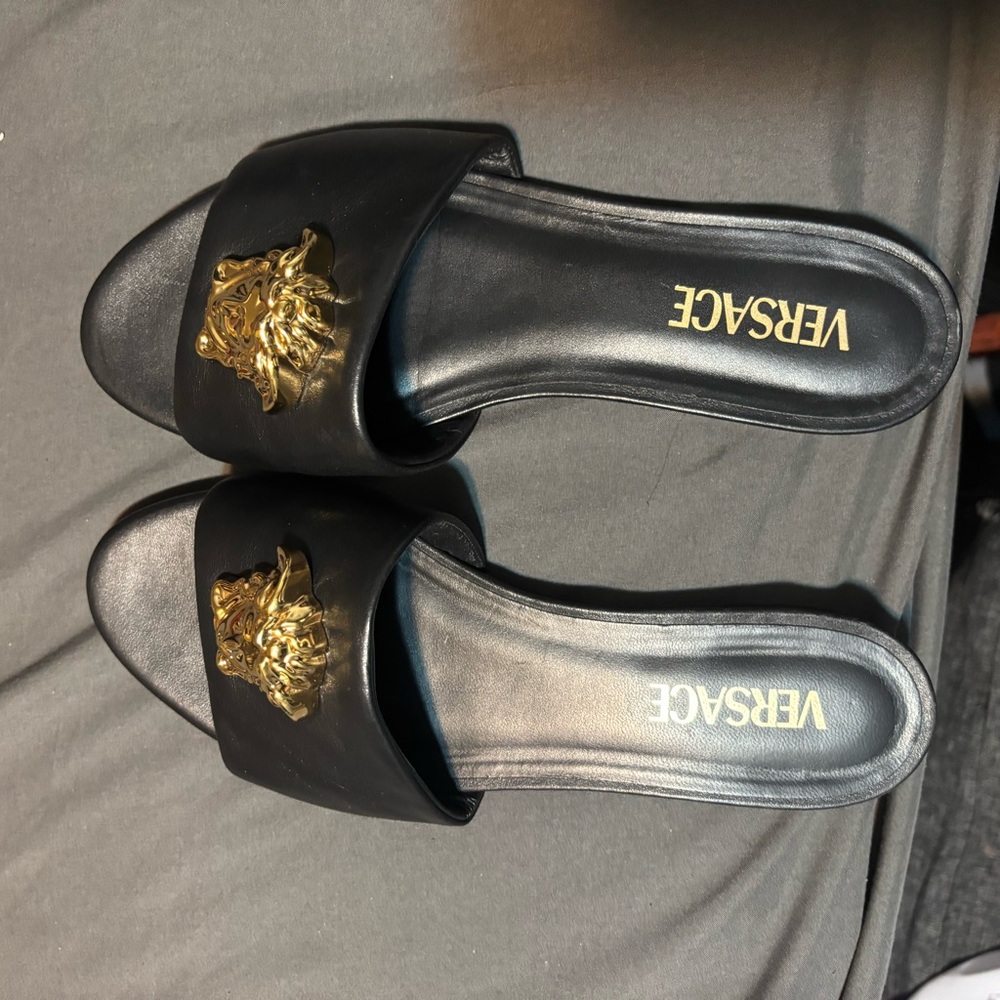 Versace Black and Gold Women's Slides